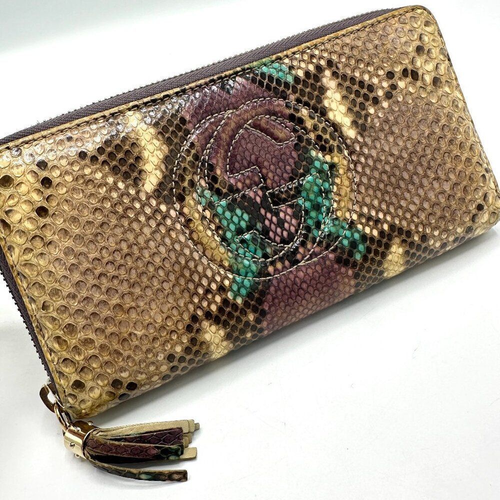 Gucci Multicolor Python Soho Zippy Long Wallet - Picture 6 of 7